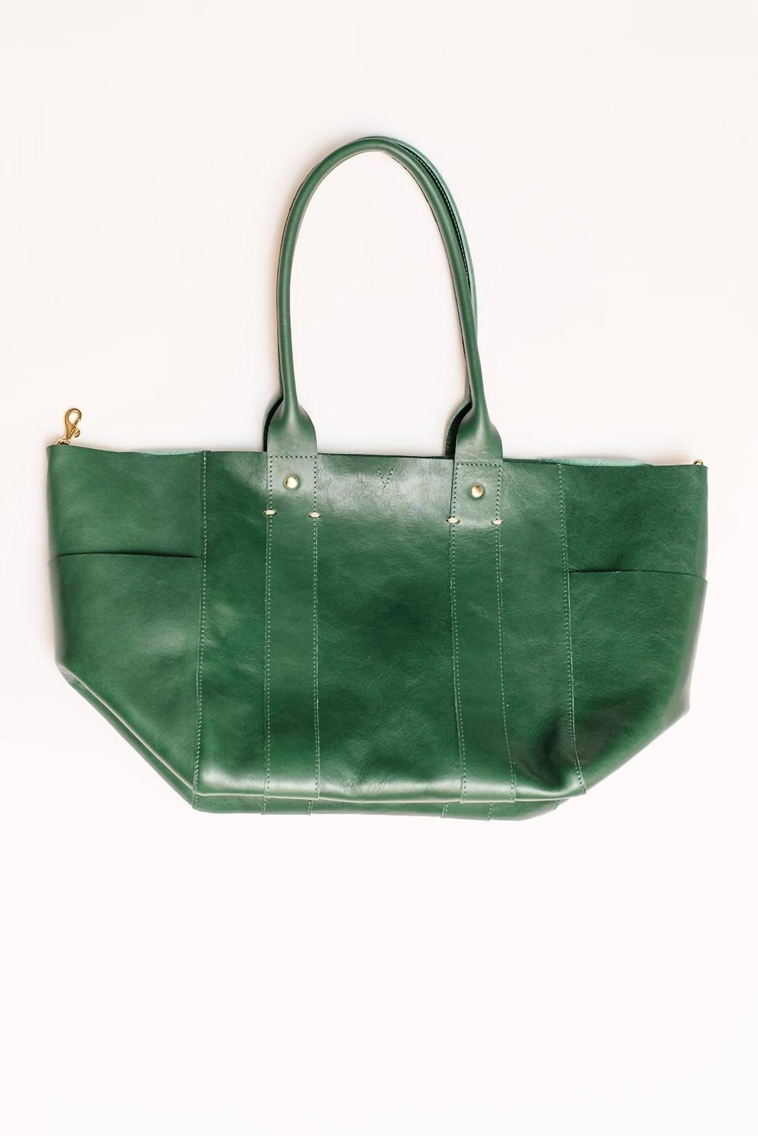 Clare V. Leather Le Box Tote in Green | Lyst