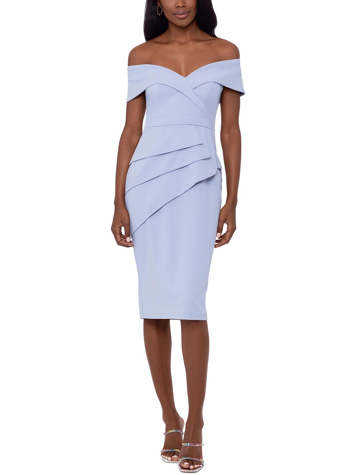 Xscape Layered Knee Sheath Dress in Blue Lyst