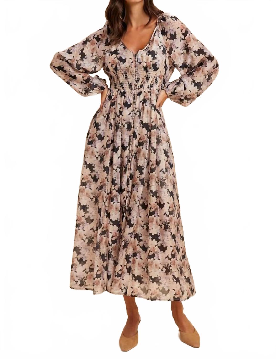 chinese dress ladies In Loom Floral Button Down Maxi Dress – Best You Boutique LLC main image 1