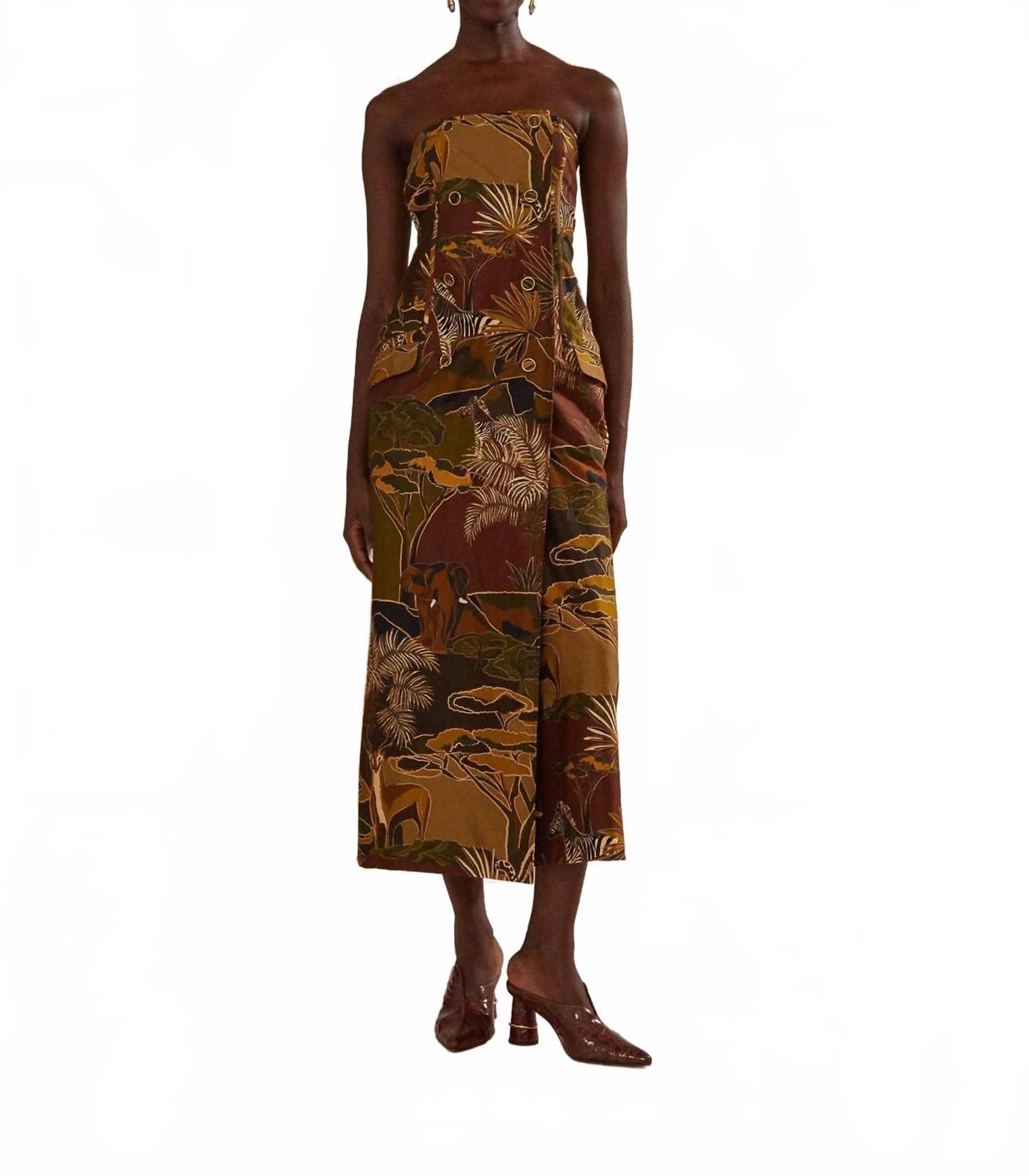 brown farm rio dress Striped Tiered Maxi Dress S main image 0