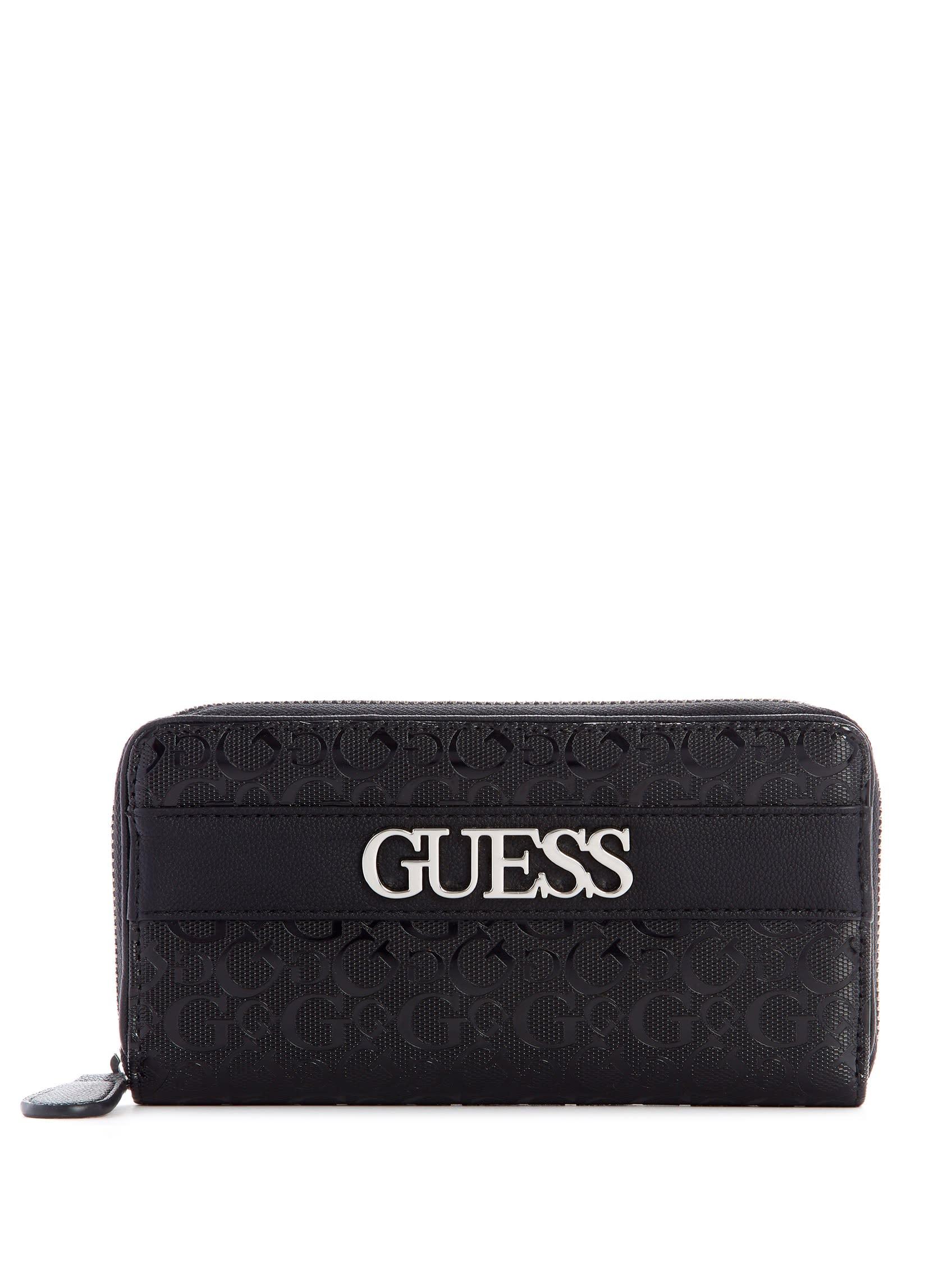 Guess Factory Brooker Logo Medium Zip-around Wallet in Black | Lyst