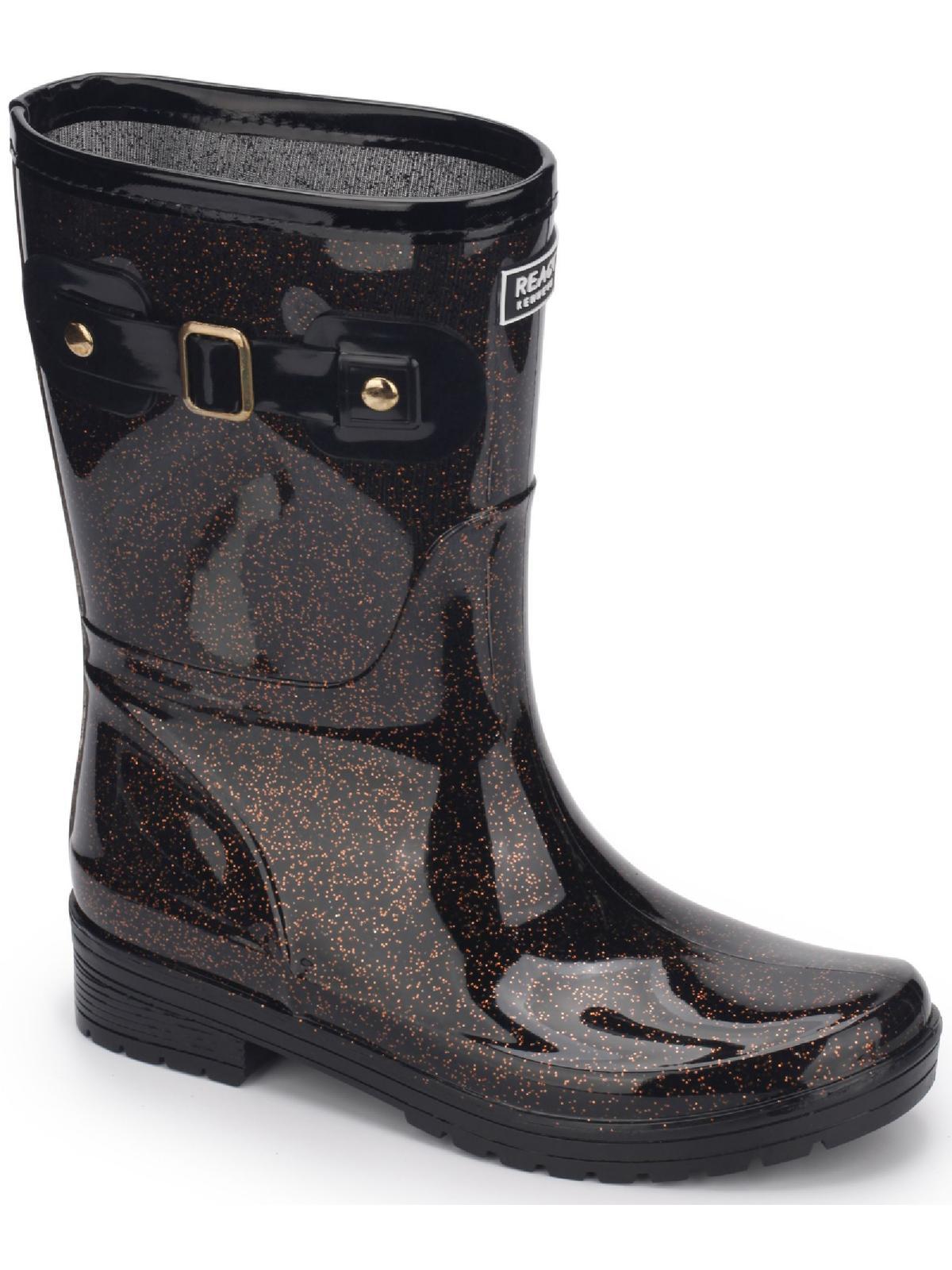 Kenneth Cole Reaction Rain Buckle Glitter Rubber Mid-calf Rain Boots in  Black | Lyst