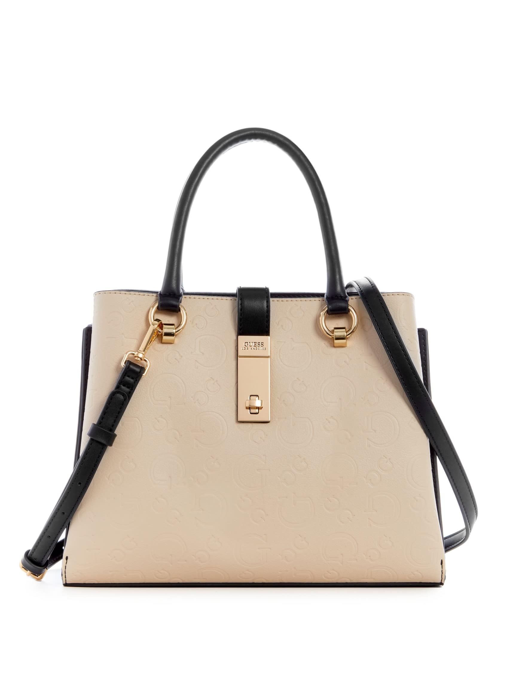 Guess Factory Cranston Colorblock Logo Satchel in Natural Lyst