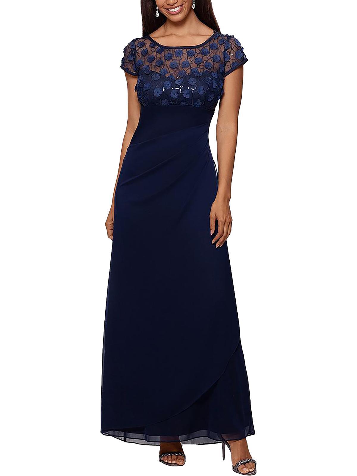 Xscape Petites Illusion Long Evening Dress in Blue Lyst