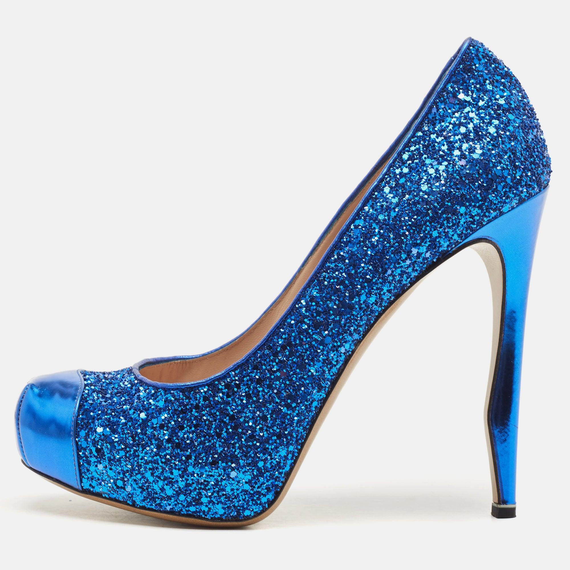 Escarpins à Talons Nicholas Kirkwood Pailletés Bleus - Taille 37 (IT) - Occasion - Talon 5 Pouces