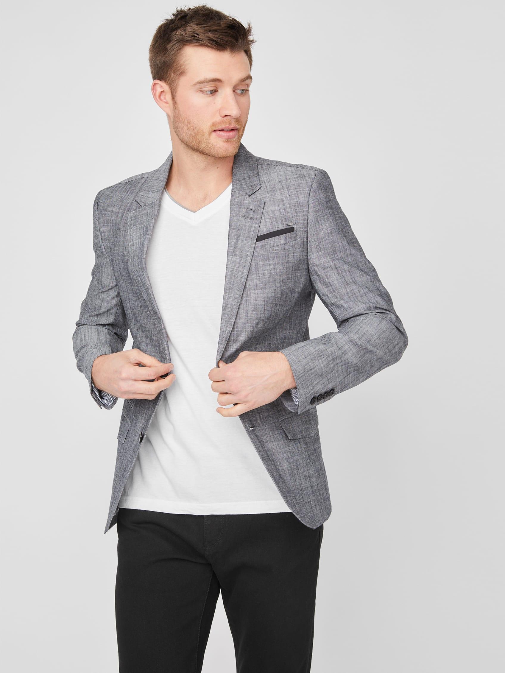 Guess Factory Sanders Chambray Blazer in Black for Men | Lyst