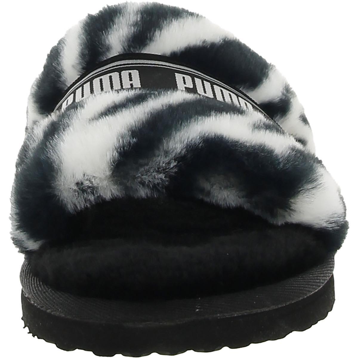 Puma furry cheap slides zebra