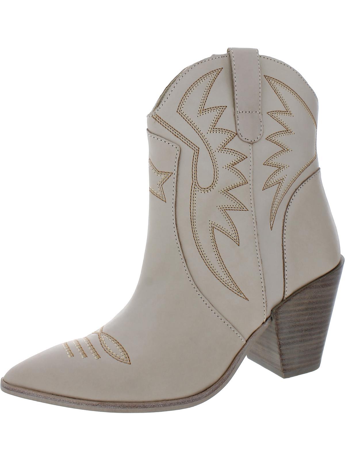 Dolce Vita Ginni Embroidered Pointed Toe Cowboy, Western Boots in Gray