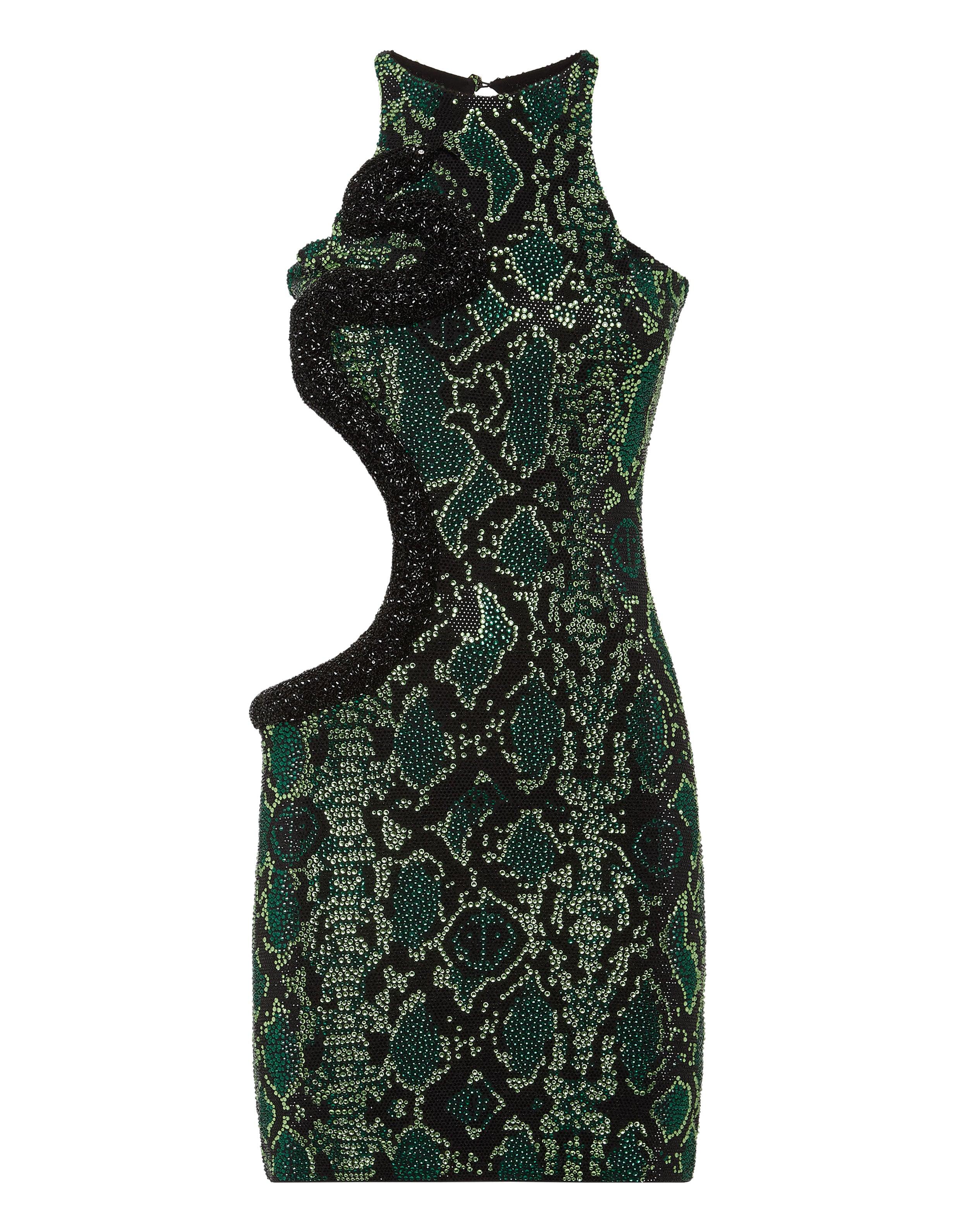 Philipp Plein Mini Dress Strass Snake in Green | Lyst
