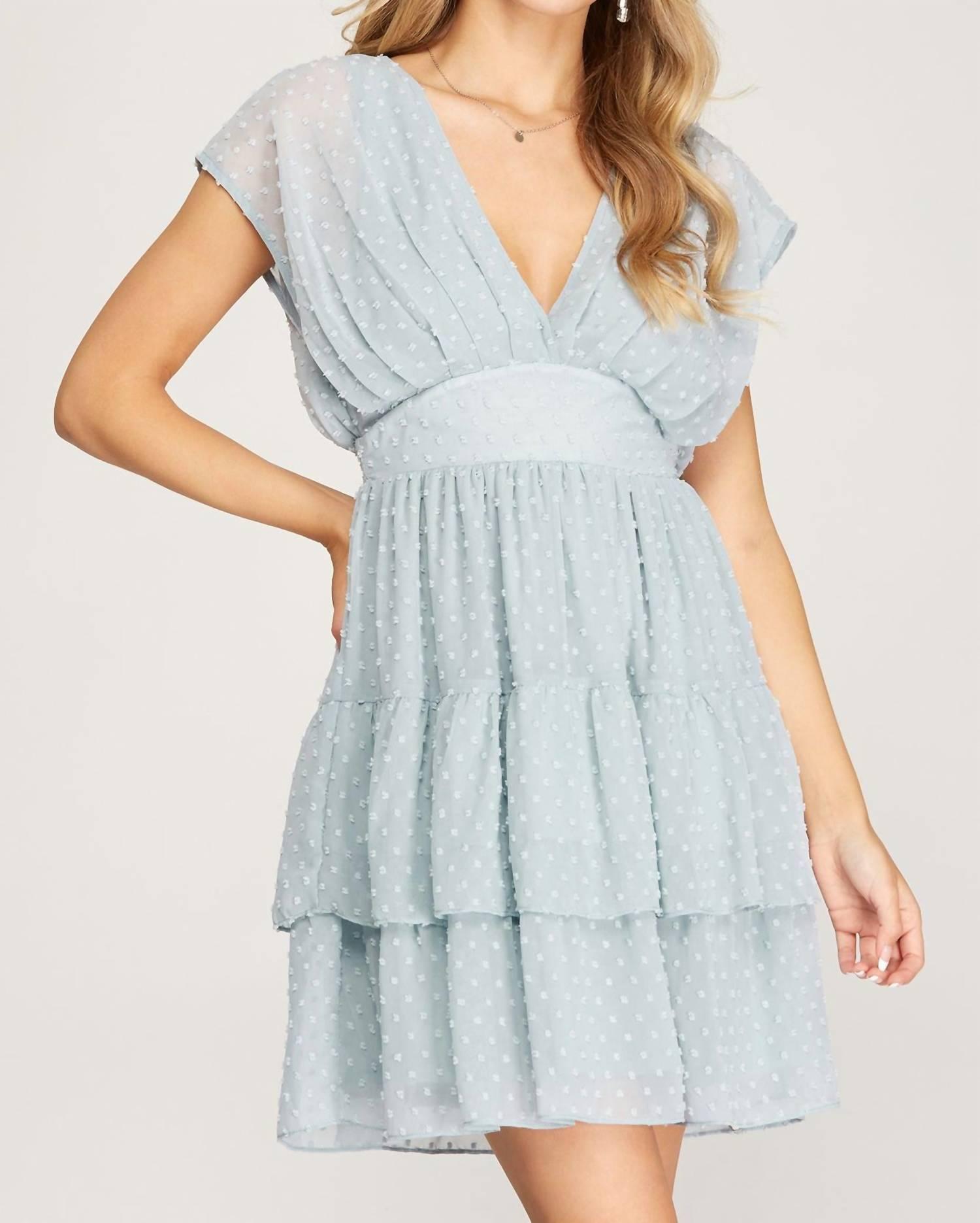 Light Blue Swiss Dot Smocked Dress