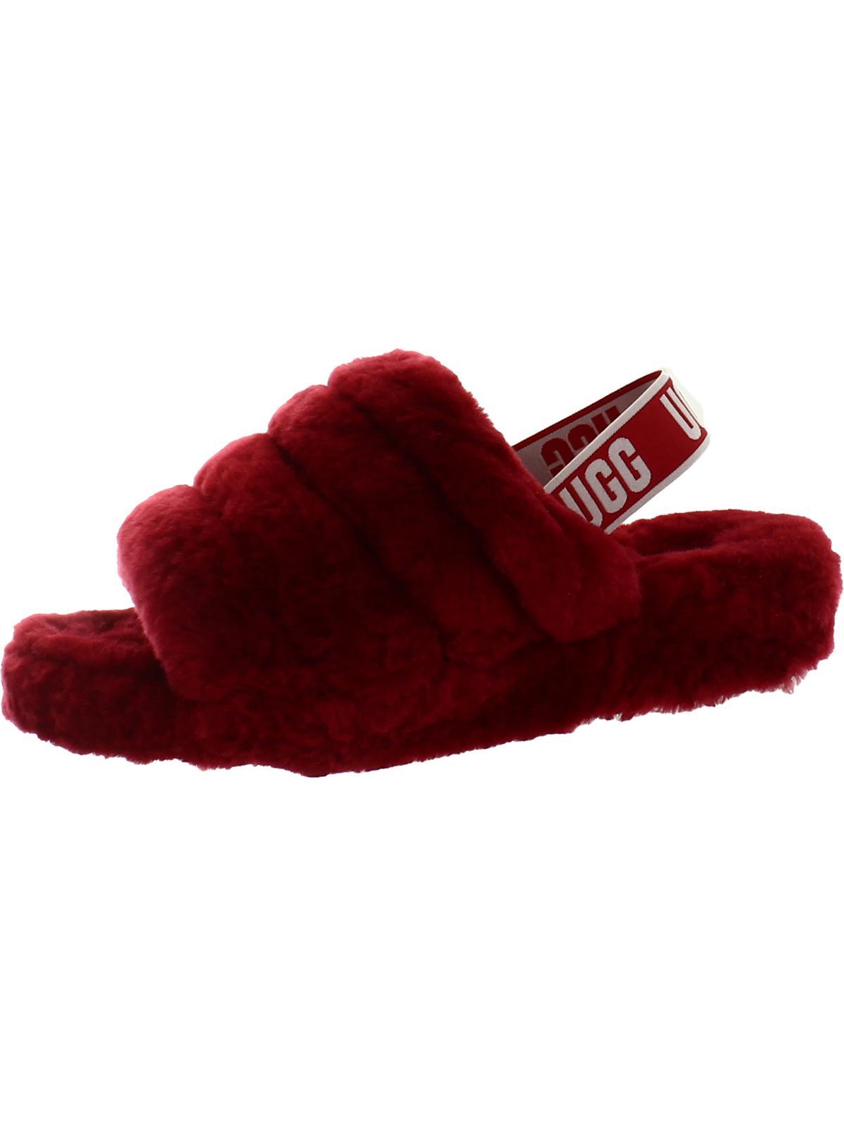 UGG Fluff Yeah Shearling Slingback Slide Slippers in Red | Lyst
