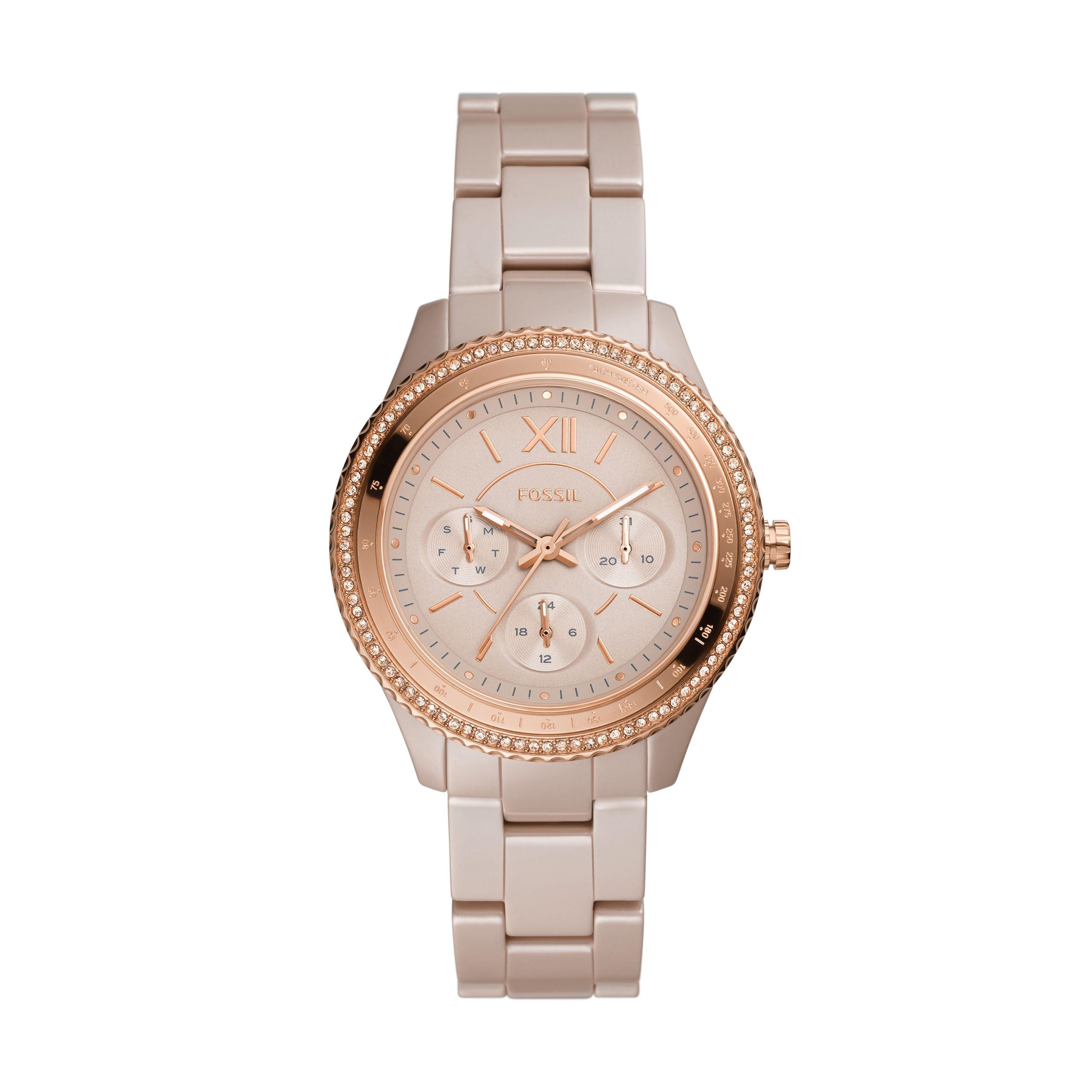 Carlie Mini Three-Hand Pink Ceramic Watch - CE1106 - Fossil