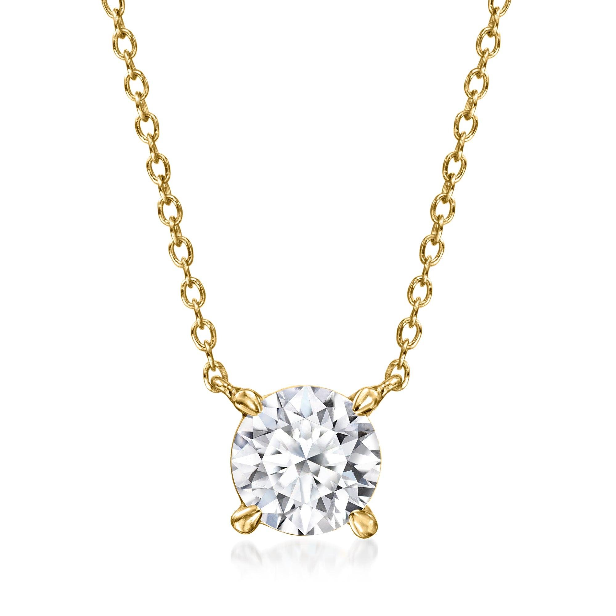 Ross-Simons Lab-grown Diamond Solitaire Necklace In 18kt Gold Over