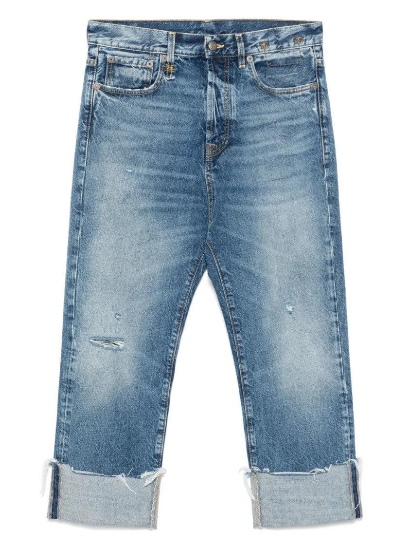 デニム・ジーパン R13 Drop-Crotch Jeans With Whiskering Effect r13-blue-Drop-Crotch-Jeans-