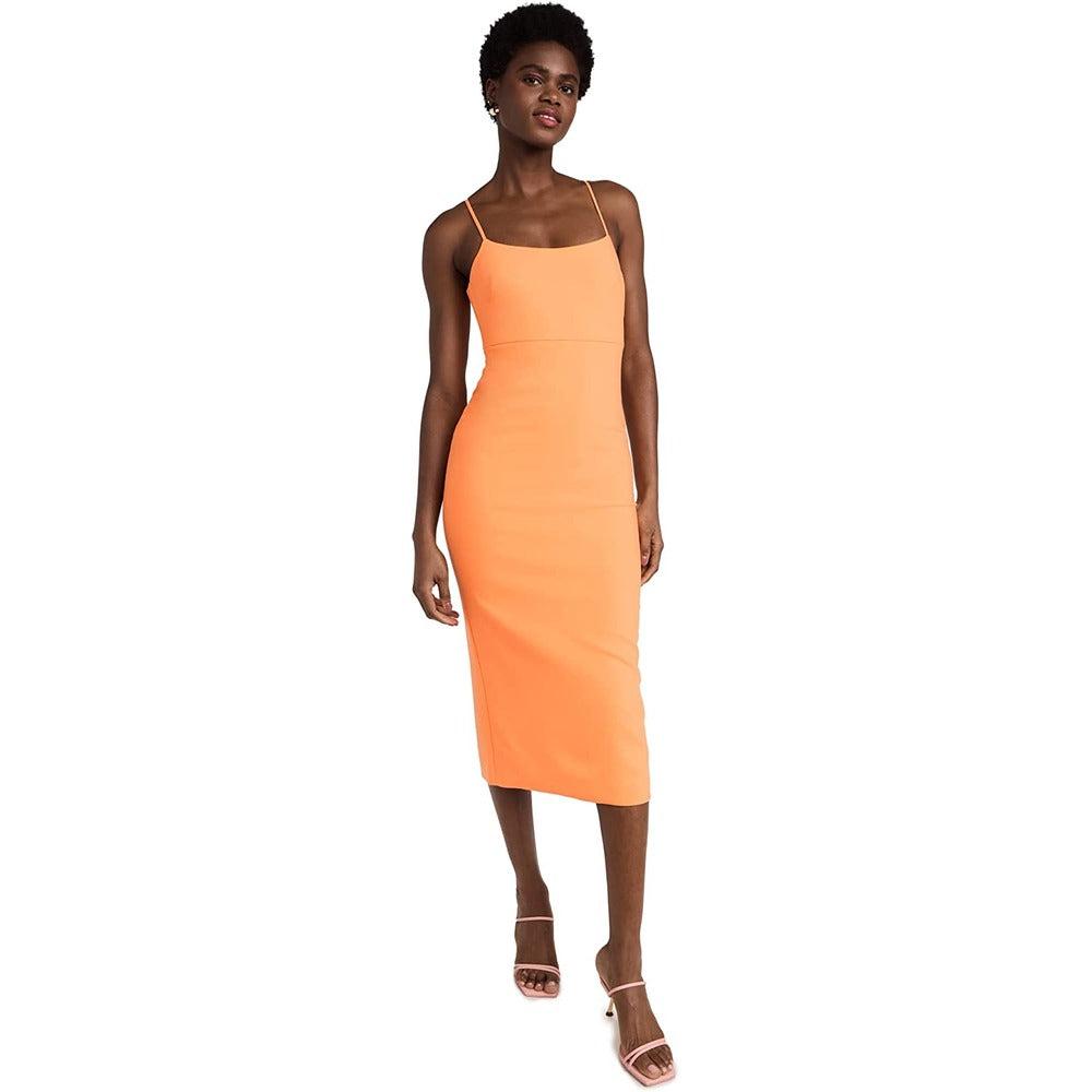 open lace back dress Orange Cut Out Summer Dress (Likely) main image 1