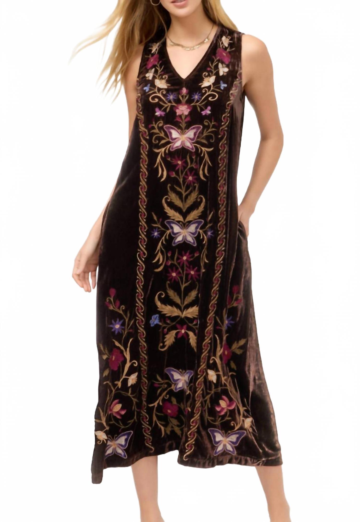johnny was velvet dress NEW HEAVILY EMBROIDERED PEASANT MIDI SMALL MEDIUM $398 From JOHNNY WAS VELVET V-NECK DRESS