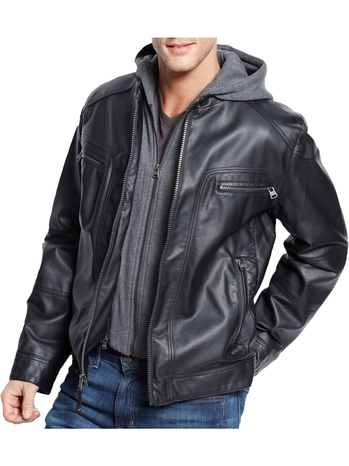 Calvin Klein Faux Leather Lined Motorcycle Jacket in Black for Men Lyst