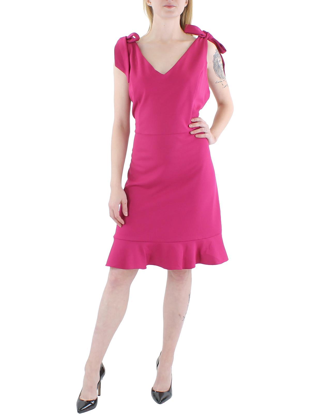 BCBGeneration V Neck Flounce Midi Dress in Pink Lyst