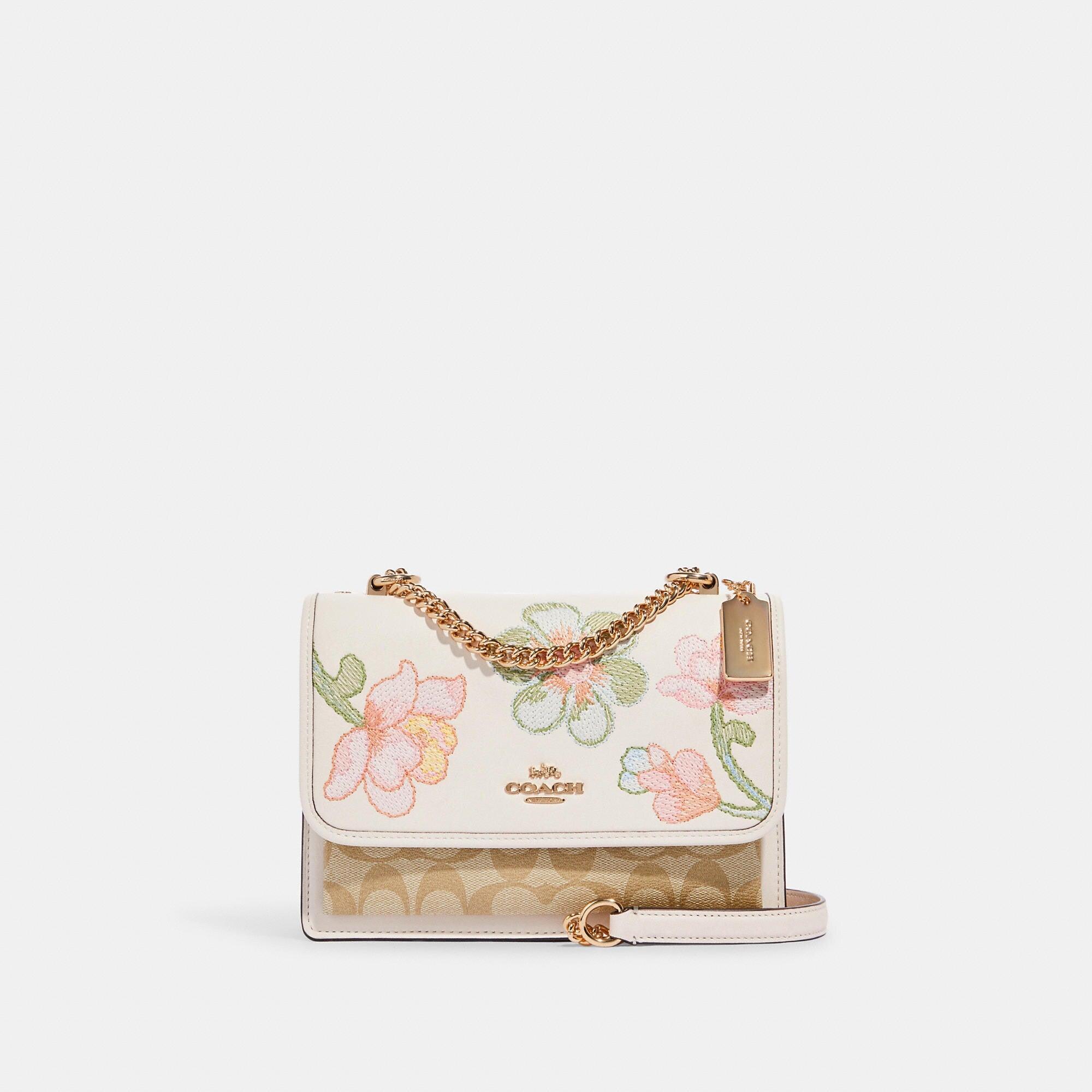 Coach Envelope Clutch Crossbody In Signature Canvas With Floral