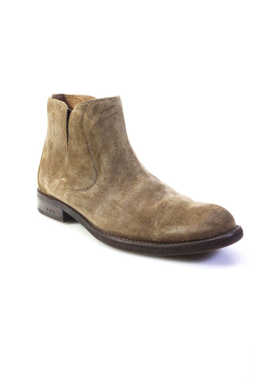 John Varvatos Slip On Round Toe Ankle Boots Suede in Brown for Men Lyst