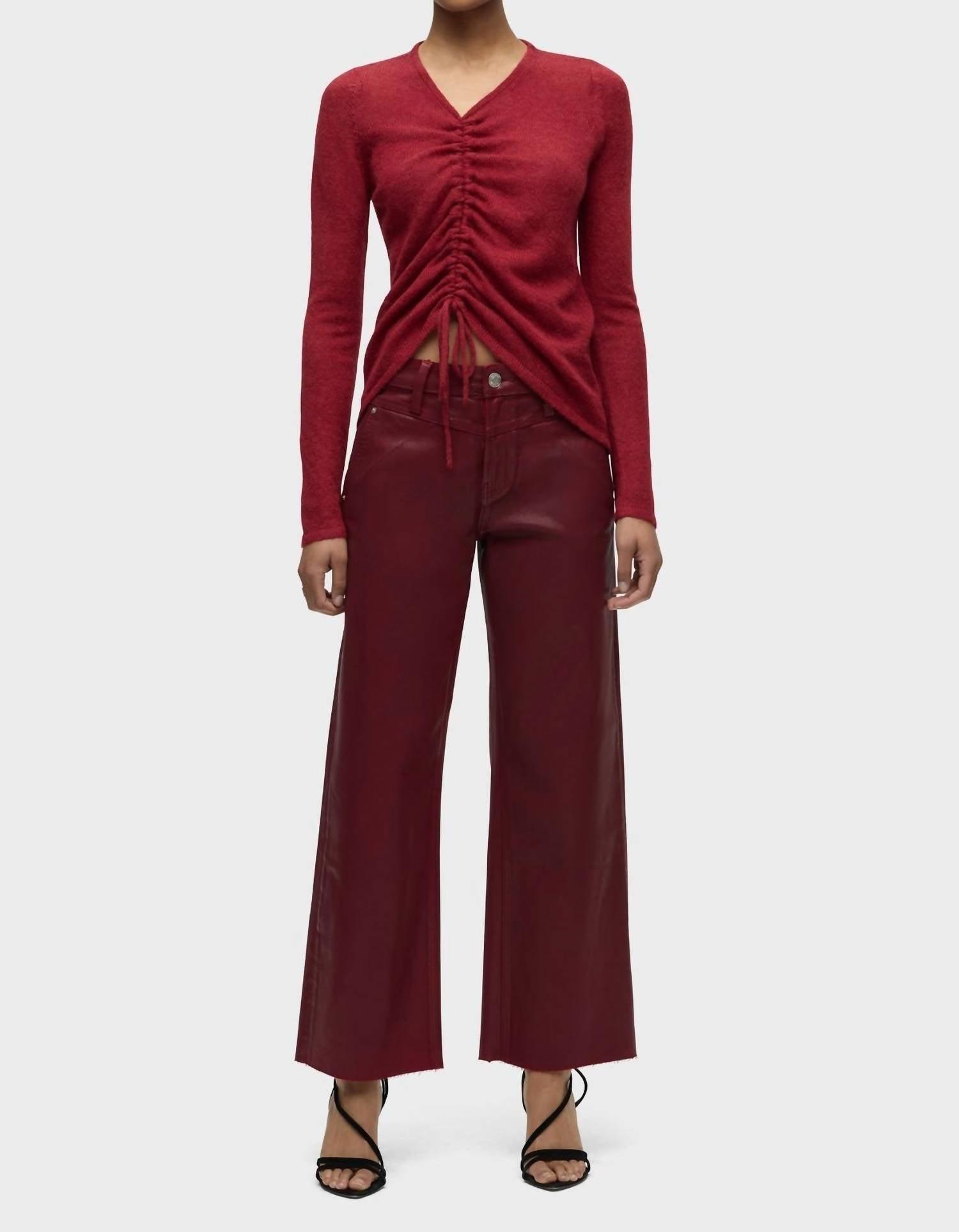 Hudson Jeans Rosie High-Rise Front Yoke Wide Leg Ankle Jean in Red  display picture 1