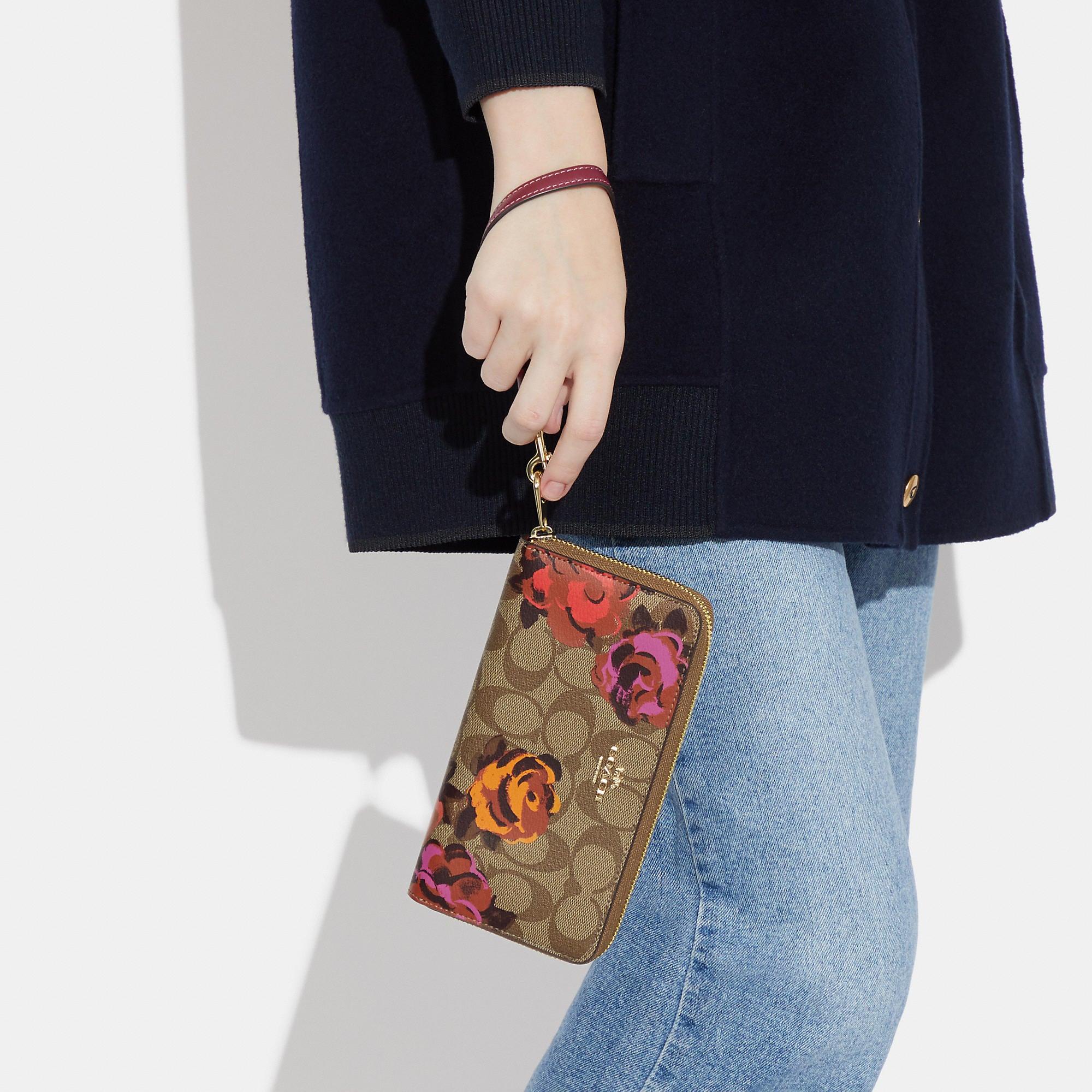 COACH®  Long Zip Around Wallet In Signature Canvas With Country Floral  Print