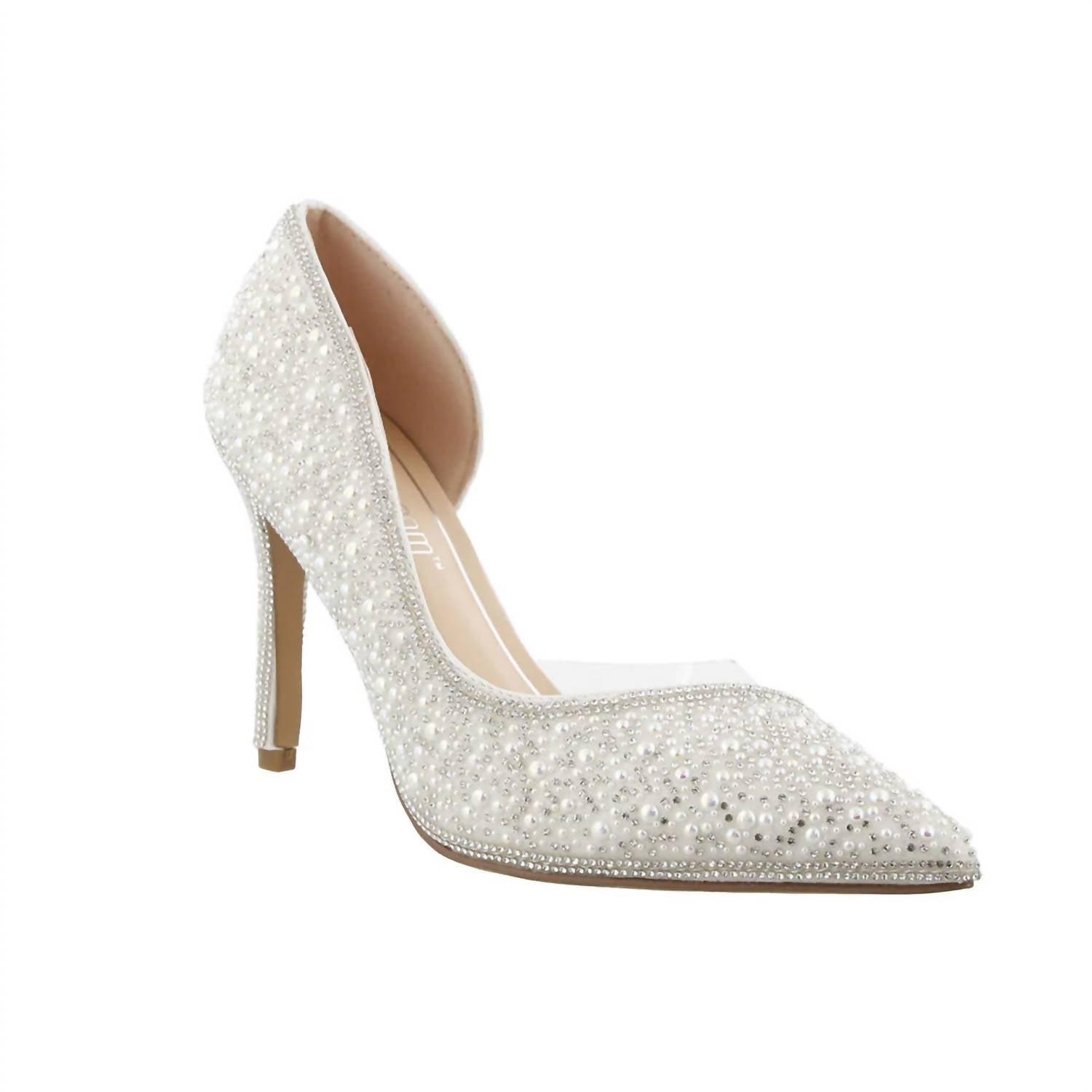De Blossom Collection Renzo Embellished Pointed Toe Heels in White