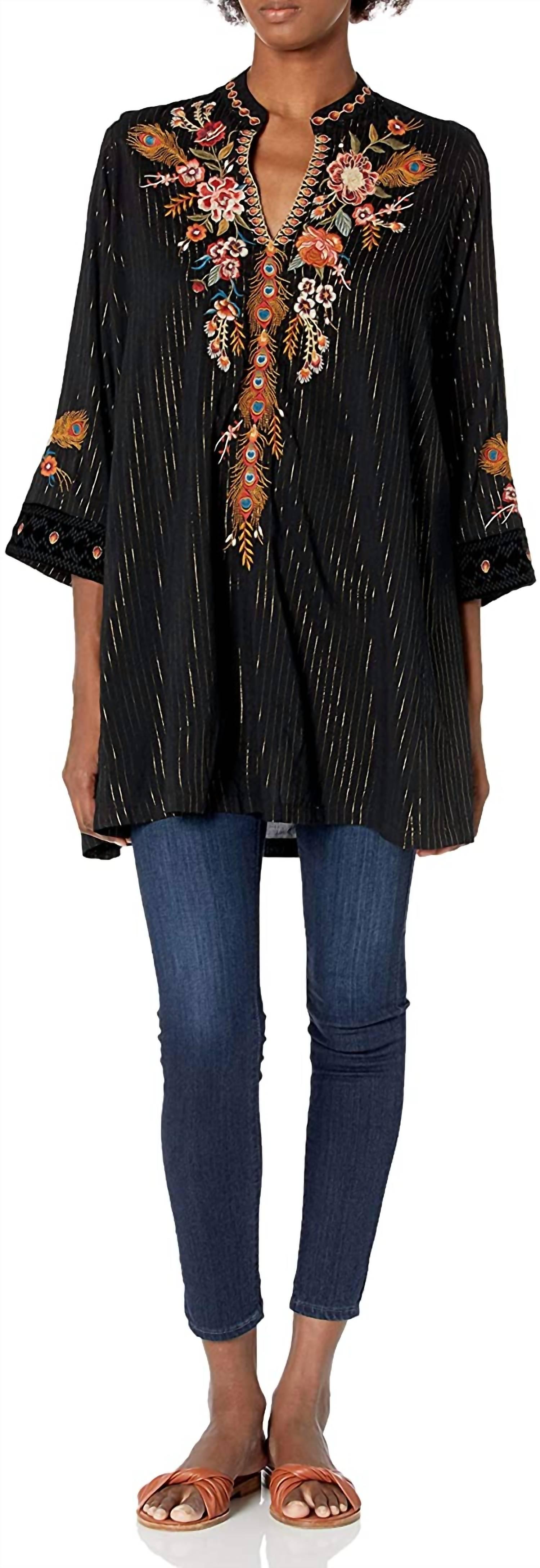 Johnny Was Ananke Velvet Mix Swing Tunic in Black Lyst