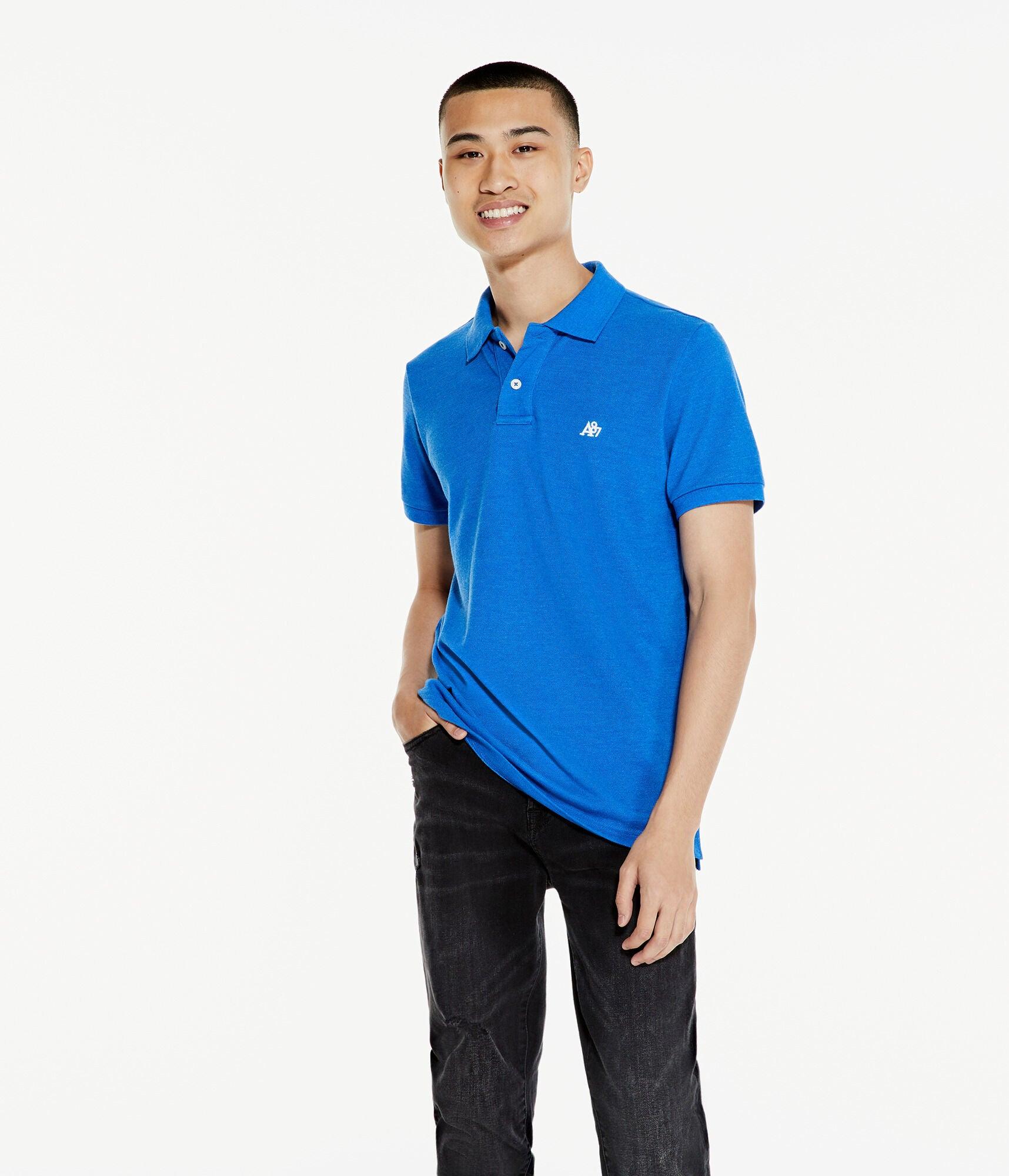 Aéropostale A87 Solid Pique Polo in Blue for Men | Lyst
