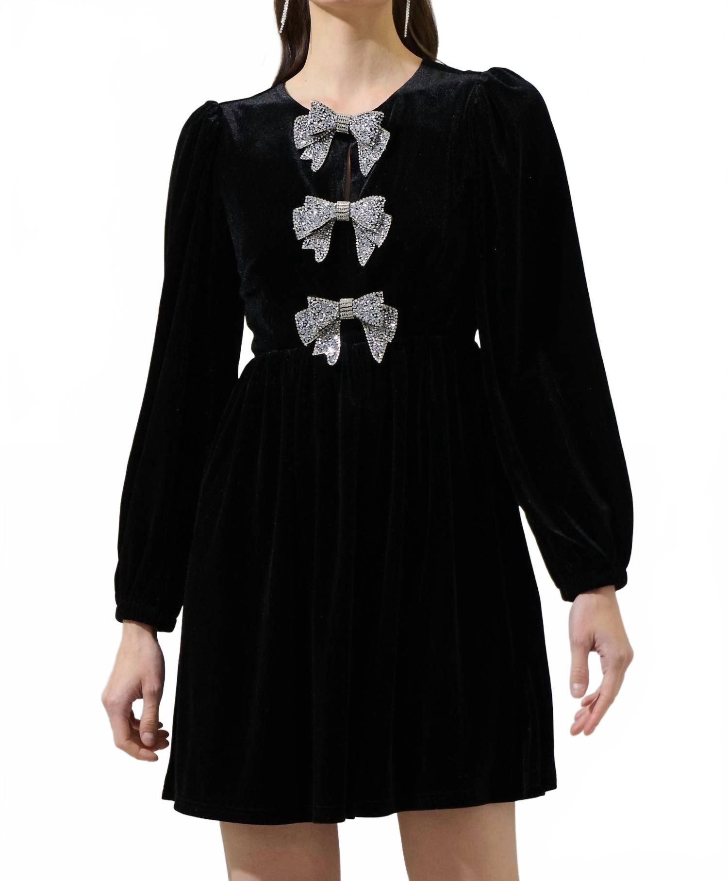 stella velour mini dress in black Sugarlips Velvet Bow Bryanna is a captivating