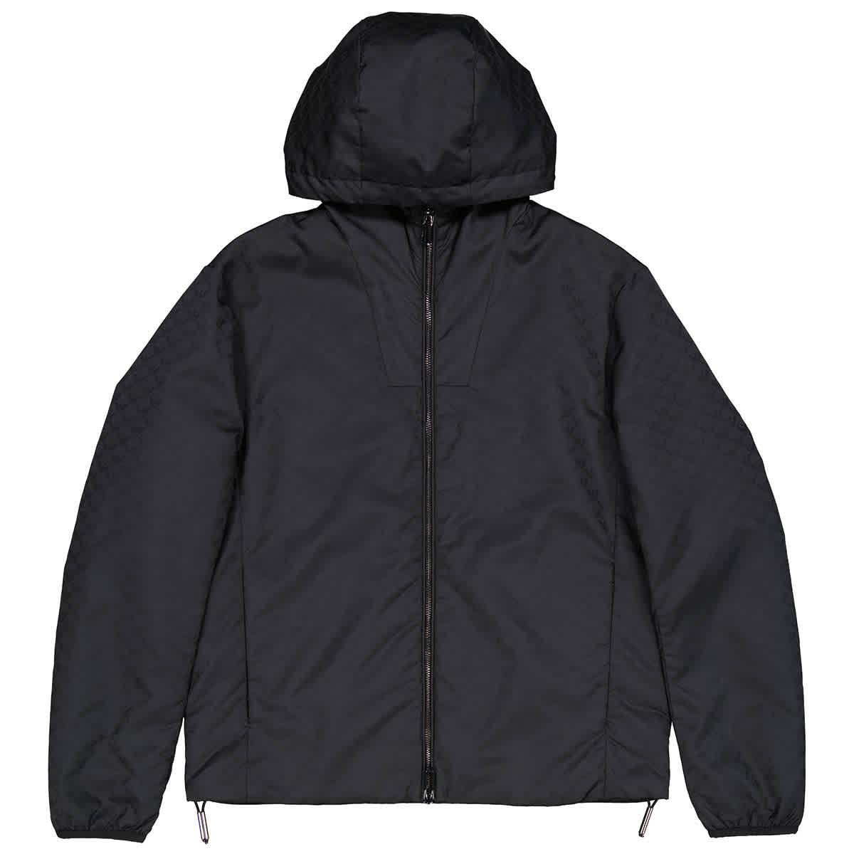 Emporio Armani Jacquard Monogram Hooded Nylon Blouson Jacket in 