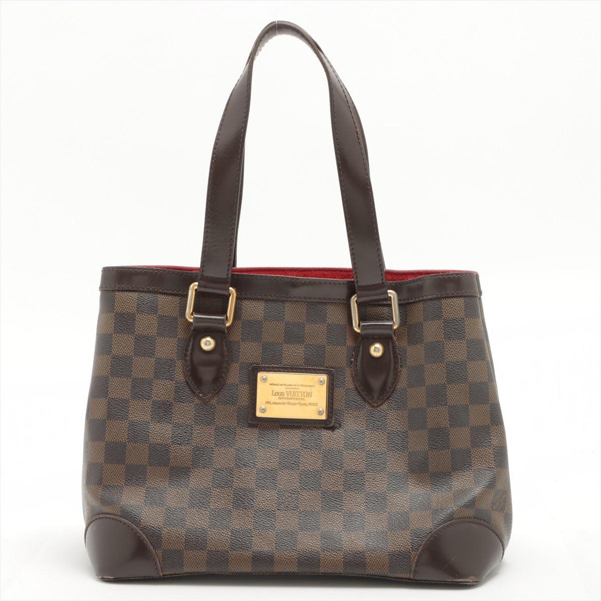 Louis Vuitton Neverfull PM Damier Ebene Brown Coated Canvas Red Tote Bag