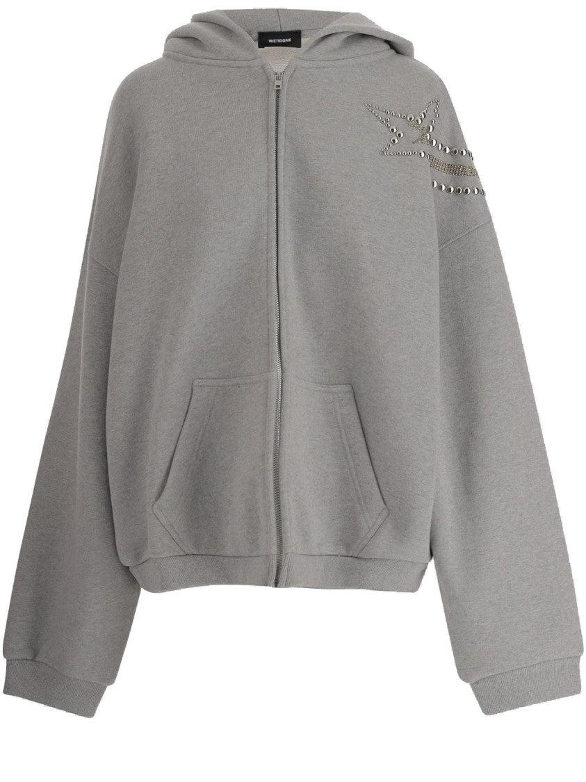 パーカー・フーディ We11done CHARCOAL MENS BOUCLE HOODIE ZIP-UP / CHA We11done FW25 CHARCOAL MENS BOUCLE HOODIE ZIP-UP / CHA - NUBIAN