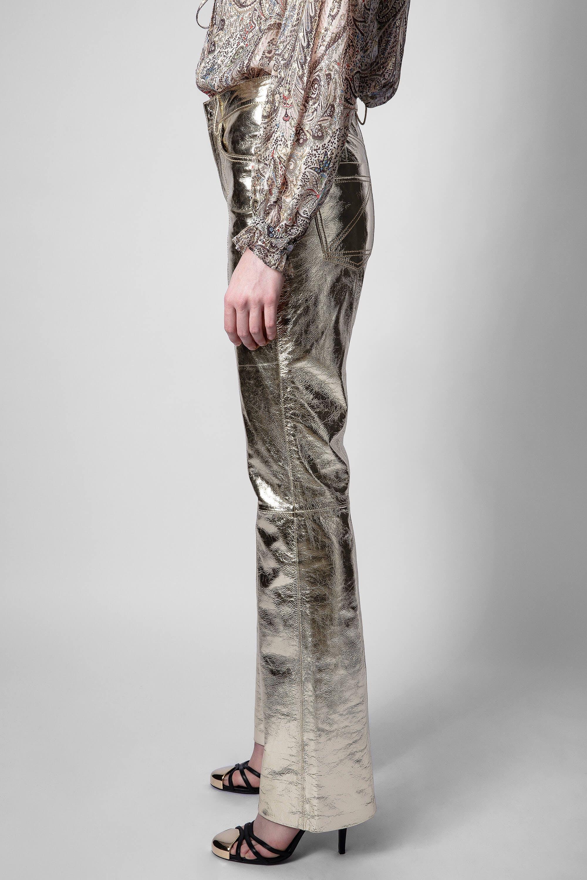 Zadig & Voltaire Leather Pants Poete Foil in Metallic | Lyst