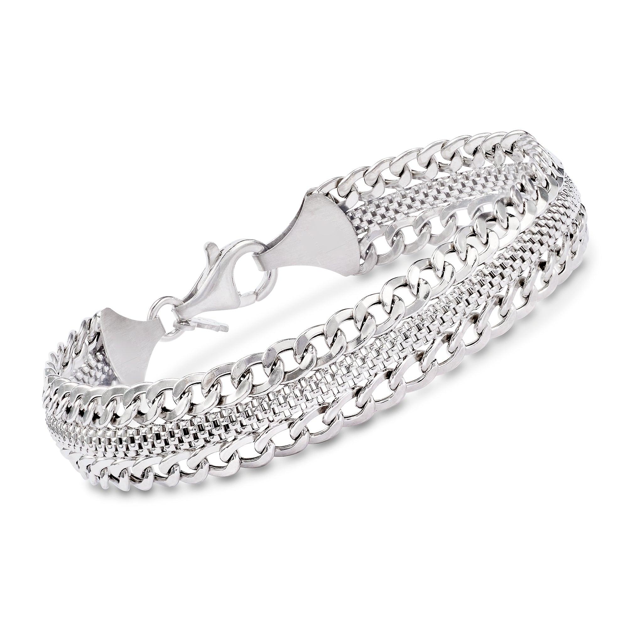 Ross-Simons Italian Sterling Silver Paper Clip Link Toggle Bracelet