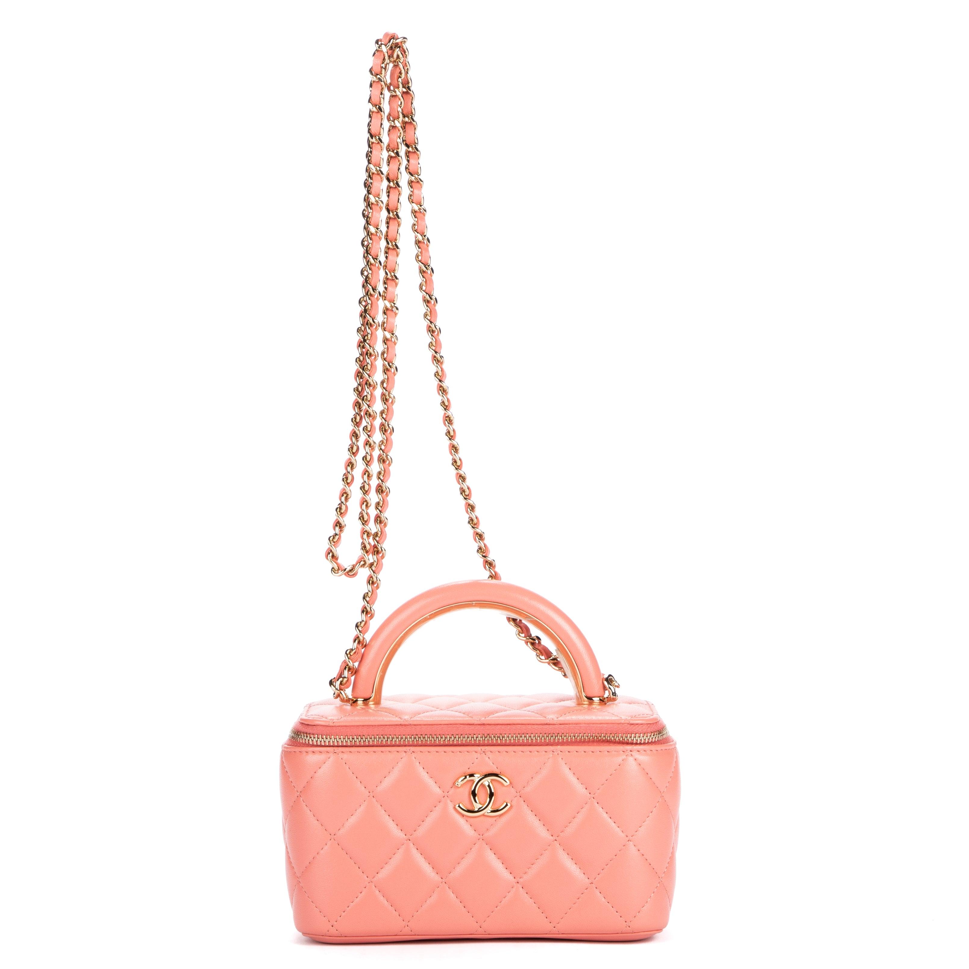 Chanel Pink Leather Small Chain Vanity Case Shoulder Bag Chanel