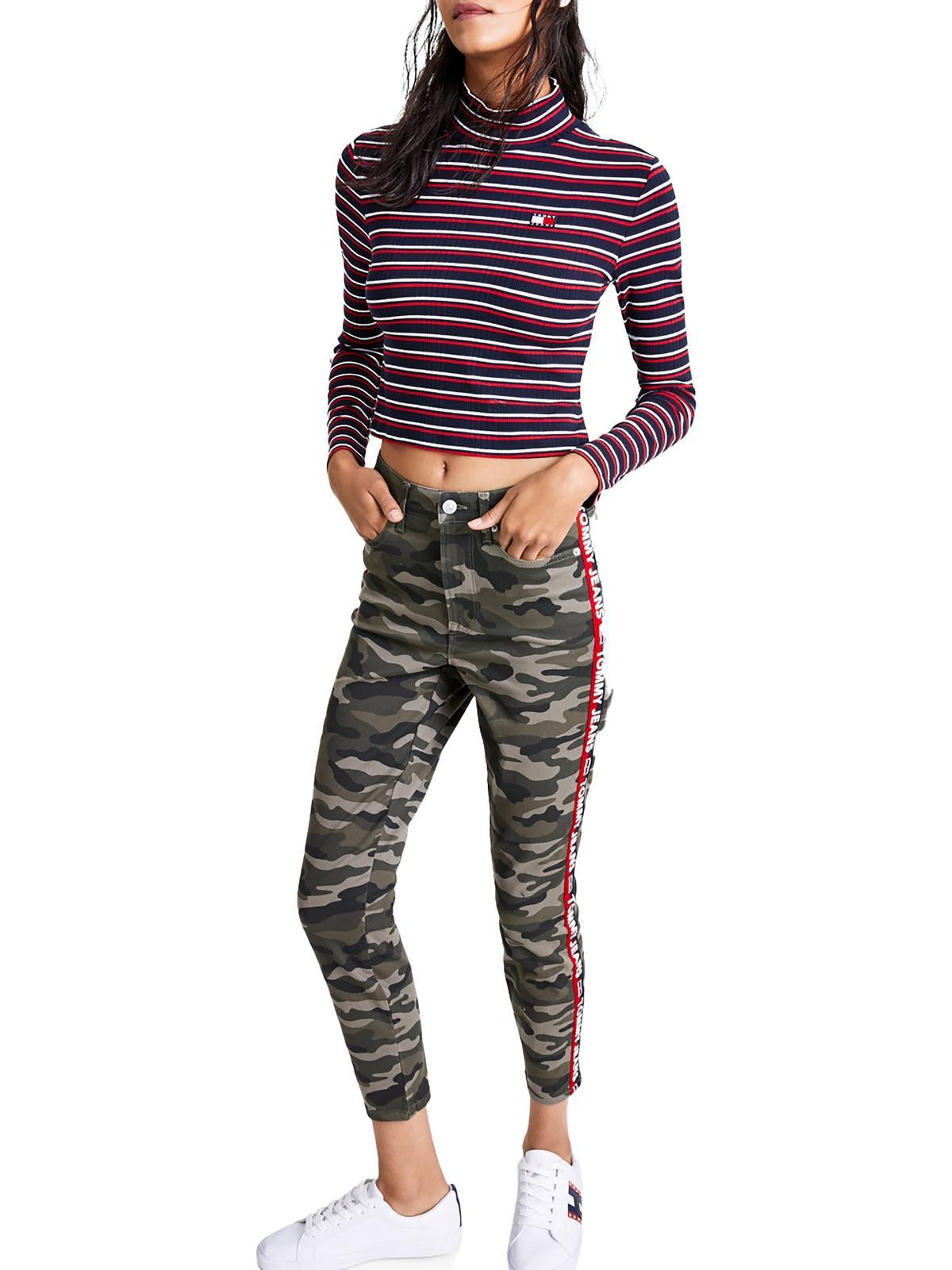 Tommy Hilfiger Knit Striped Cropped in Red | Lyst