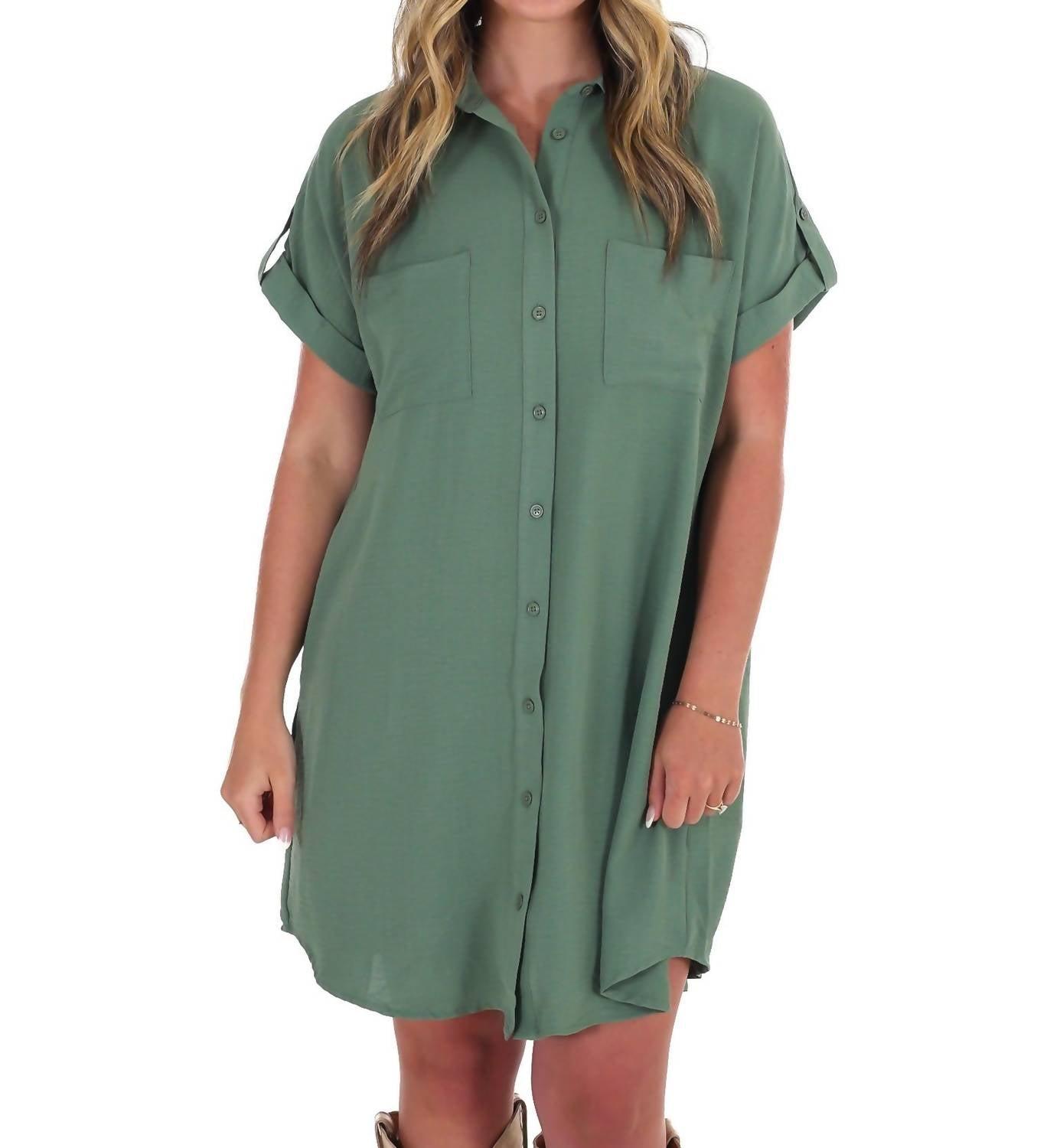 replay green dress Sample She + Sky Surplice Short Sleeve Tiered Maxi Dress With Pockets main image 1