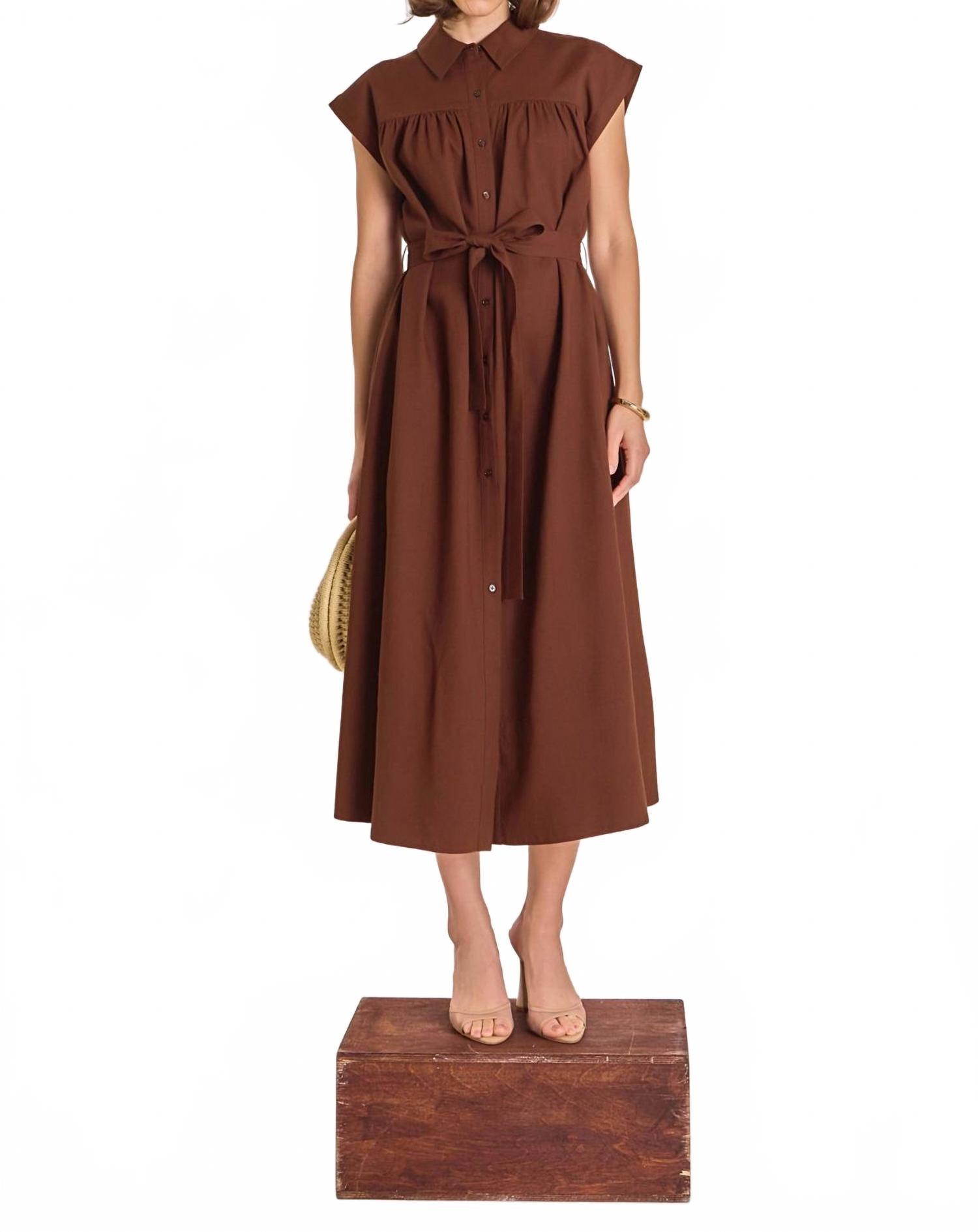 knee length dresses for ladies Sahara Dress in Sand – Raya Rossi Studio main image 0