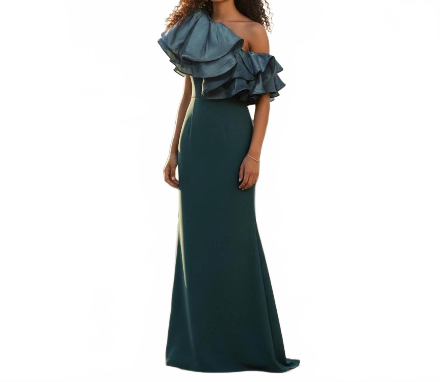 green emerald velvet dress Eliza J Evening
