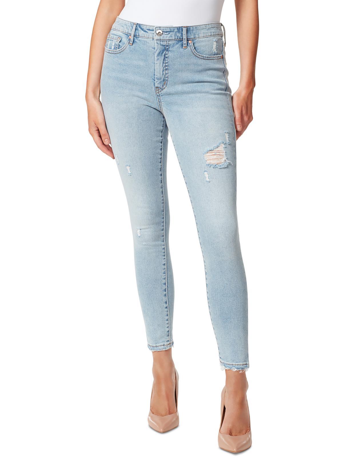 Jessica Simpson Adored Distressed High Rise Ankle Jeans in Gray Lyst
