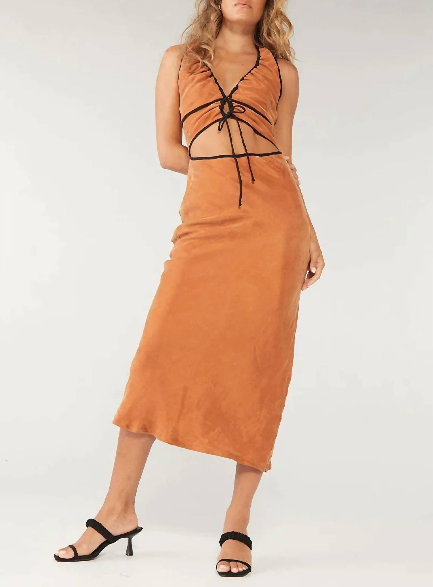 SOVERE Encore Cutout Midi Dress in Orange Lyst
