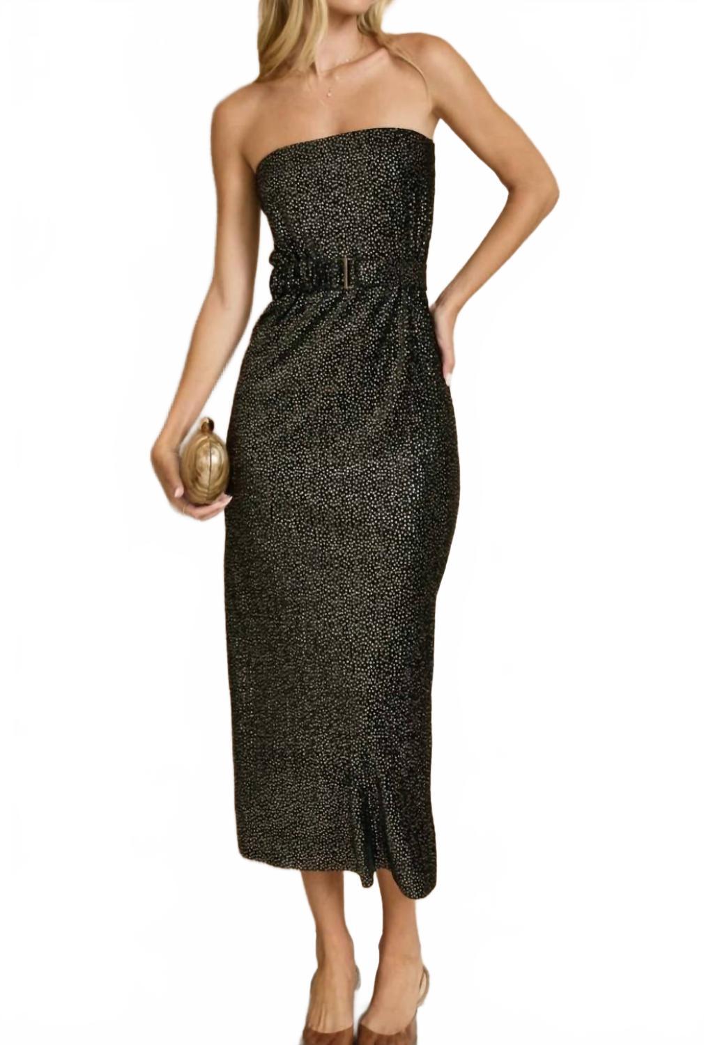 strapless open back dress Printed Pleated Dress – BCBGMAXAZRIA main image 1