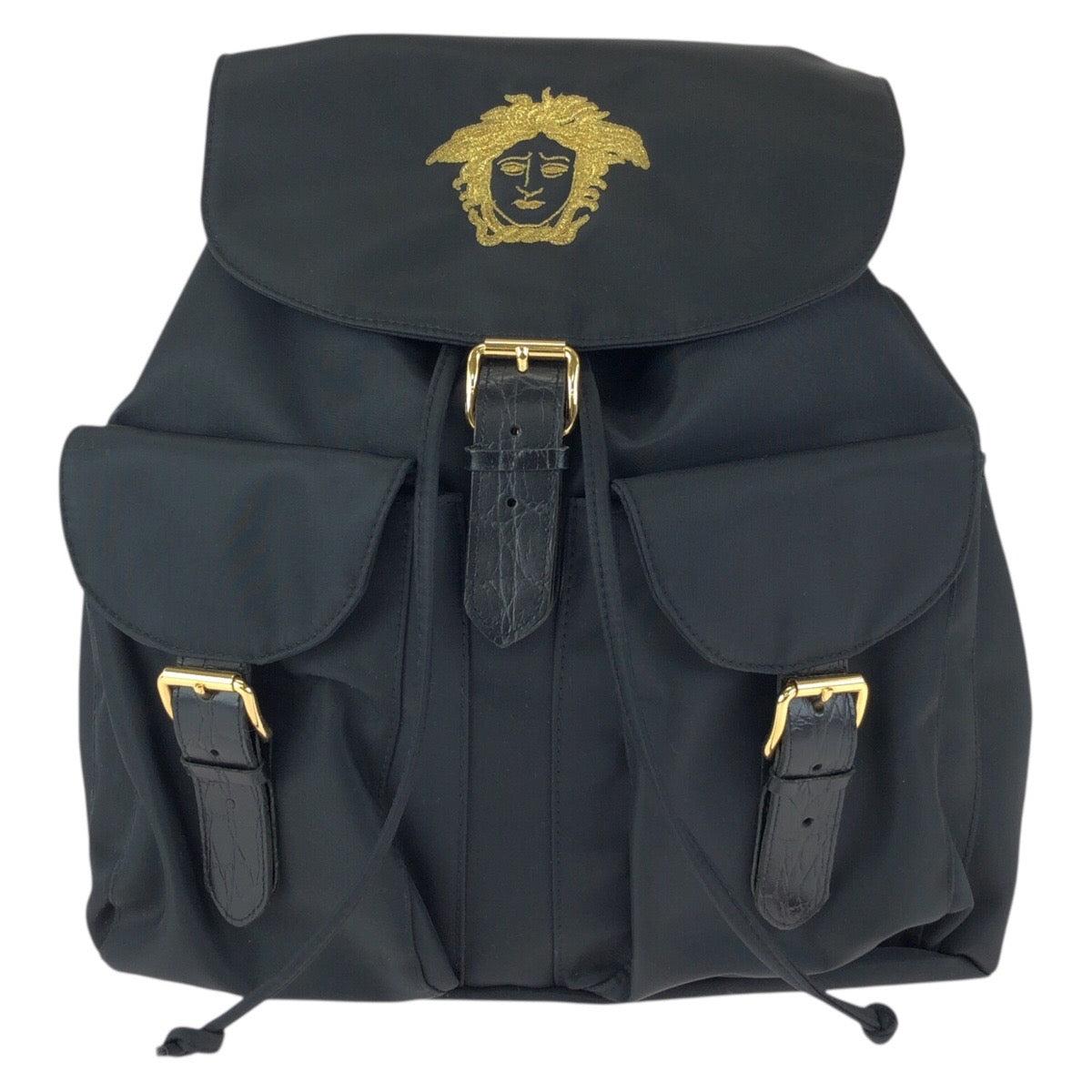 Versace Vintage Medusa Black Nylon Leather Backpack Versace Nylon Medusa Drawstring Bucket Bag Black 1862121  main image 4