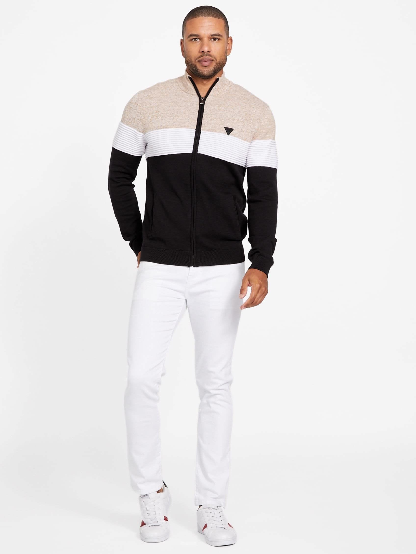 Guess Factory Eco Luke Zip-up Mock Sweater in White for Men | Lyst