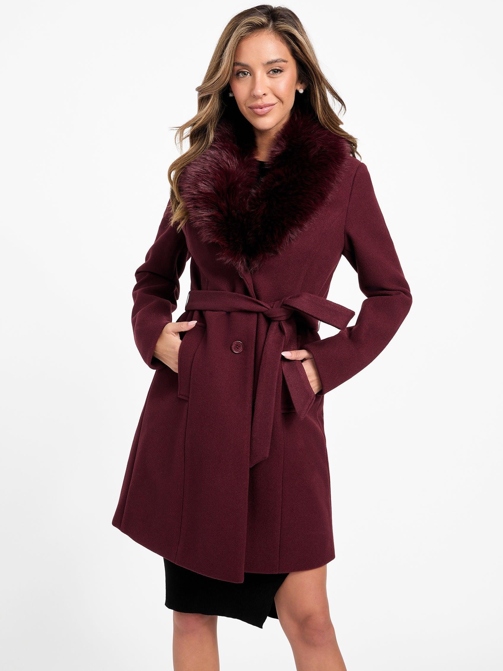 Guess Cheryl Faux Fur Coat in Red Lyst
