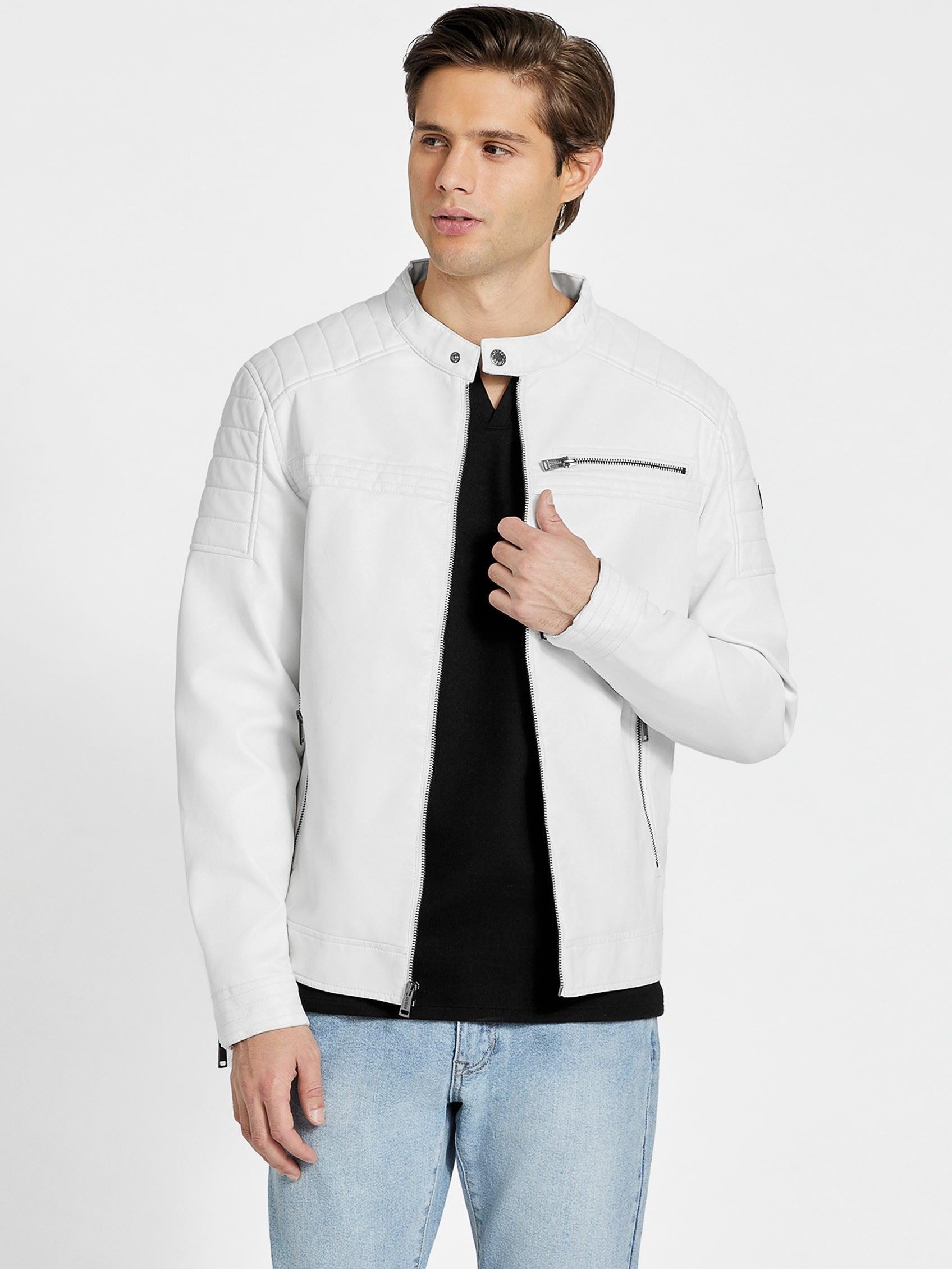 Faux leather jacket white hotsell