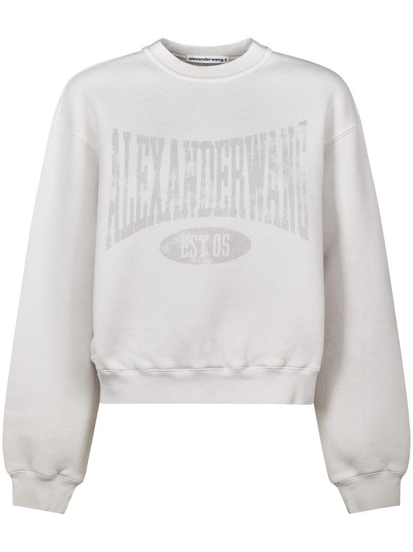【送料&関税込】Alexander Wang Graphic Printed Crewneck T-sh puff logo shrunken tee in cotton jersey in BLACK
