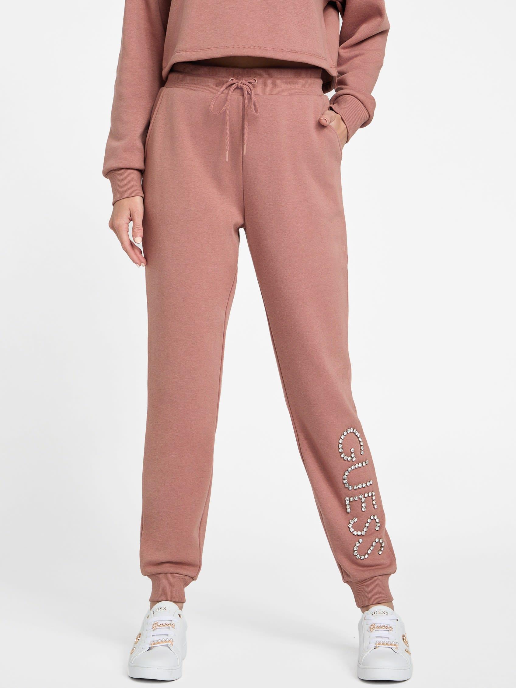 Guess Rhinestone Embellished Jogger Pants in Red Lyst