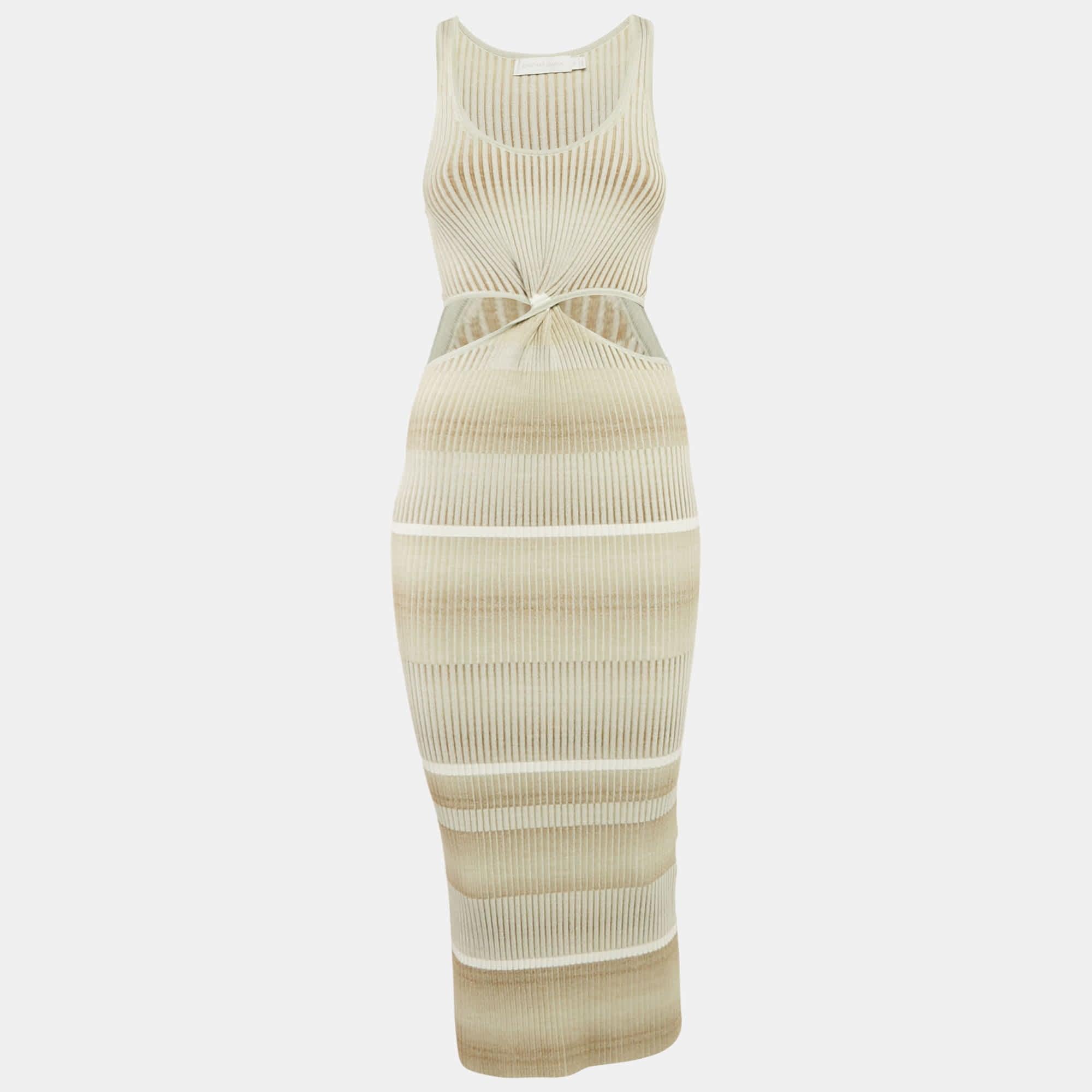 jonathan simkhai knit dress Jonathan Simkhai Soleil Striped Knit-jersey Midi Dress Green Simkhai